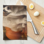 Sint Bernard Puppy Herfst Verrukking Pompoen Theedoek (Quarter Fold)