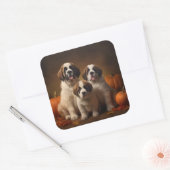 Sint Bernard Puppy Herfst Verrukking Pompoen Vierkante Sticker (Envelop)