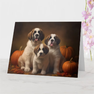 Sint-Bernard Puppy Herfstplezier Pompoen Kaart