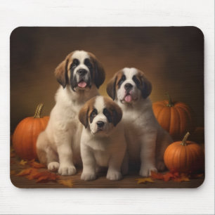 Sint-Bernard Puppy Herfstplezier Pompoen Muismat