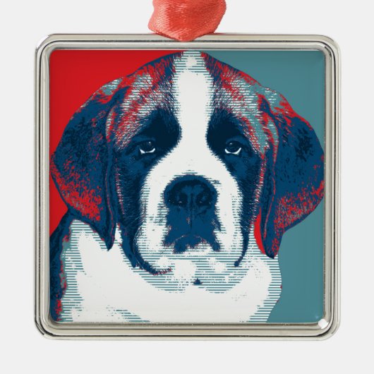Sint Bernard Puppy Hope politiek parody Design Metalen Ornament (Voorkant)
