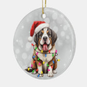 Sint Bernard Puppy in Kerstverlichting Keramisch Ornament (Links)