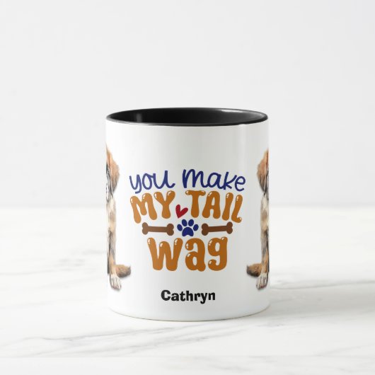 Sint Bernard Puppy Je maakt mijn staart wag Mok (Midden)