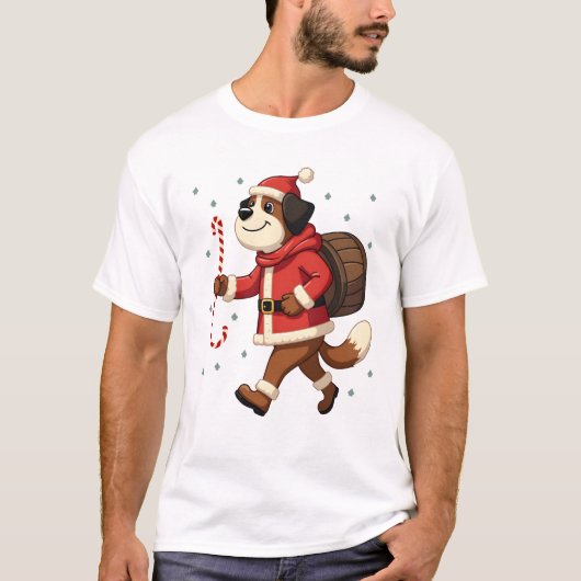 Sint Bernard Reddings Kerstmis T-shirt (Voorkant)