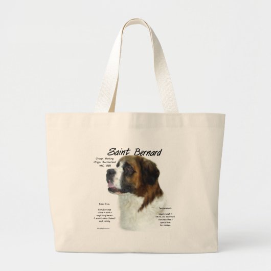 Sint Bernard (ruw) Geschiedenis Ontwerp Grote Tote Bag (Voorkant)