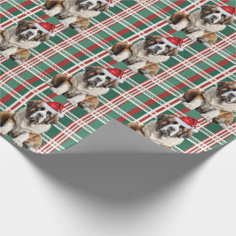 Sint-Bernard Santa-hond Kerstmis geruit Cadeaupapier