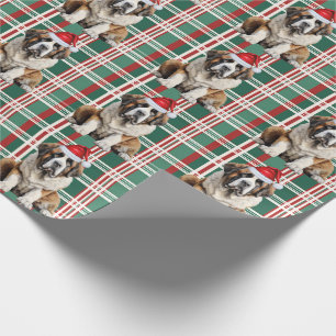 Sint-Bernard Santa-hond Kerstmis geruit Cadeaupapier