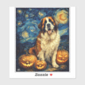 Sint Bernard Schattigee Hond Halloween Jack O Lant Sticker (Vel)