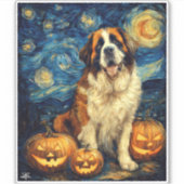 Sint Bernard Schattigee Hond Halloween Jack O Lant Sticker (Voorkant)