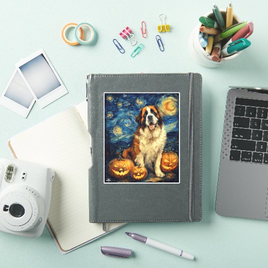 Sint Bernard Schattigee Hond Halloween Jack O Lant Sticker (iPad Cover)