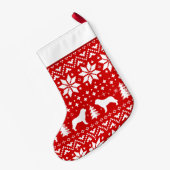 Sint Bernard Silhouetten Rood en Wit Patroon Kleine Kerstsok (Achterkant (Hangend))