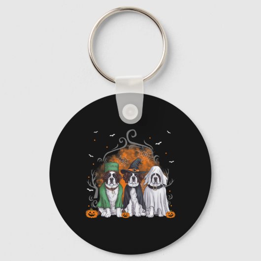 Sint Bernard St. Bernard Hond Halloween Spook Kost Sleutelhanger (Voorkant)