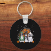 Sint Bernard St. Bernard Hond Halloween Spook Kost Sleutelhanger (Voorkant)