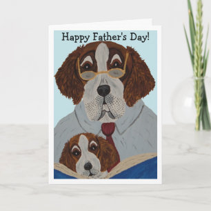 Sint Bernard vader leest voor aan puppy  Kaart