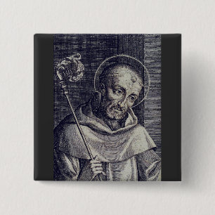 Sint-Bernard van Clairvaux Doctor Mellifluus Kunst Vierkante Button 5,1 Cm