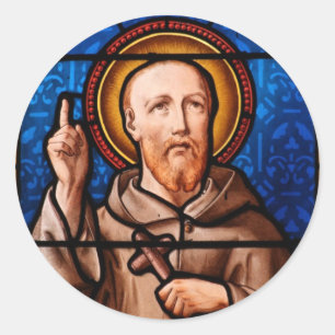 Sint Bernard van Clairvaux Glas in lood Kunst Ronde Sticker