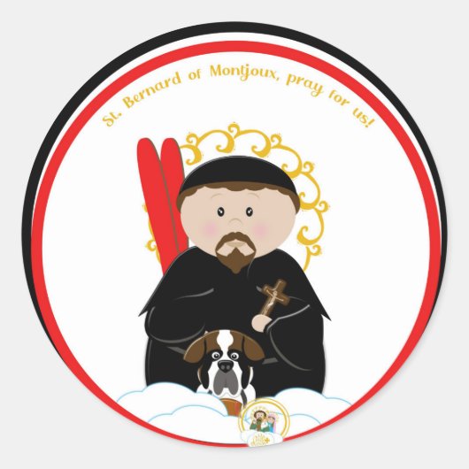 Sint Bernard van Montjoux Ronde Sticker (Voorkant)