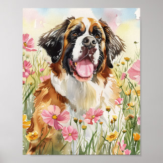 Sint Bernard Wall Art Gift voor Hondenliefhebbers Poster