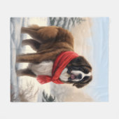 Sint-Bernardhond in Sneeuw Kerstmis Fleece Deken (Voorkant (Horizontaal))