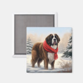 Sint-Bernardhond in Sneeuw Kerstmis Magneet (Voorkant / Achterkant)