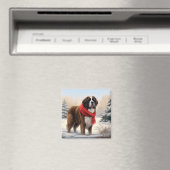 Sint-Bernardhond in Sneeuw Kerstmis Magneet (Insitu (Vaatwasser))