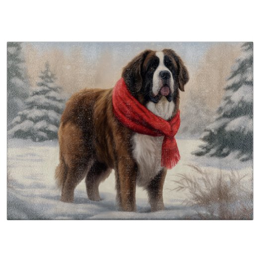 Sint-Bernardhond in Sneeuw Kerstmis Snijplank (Voorkant)