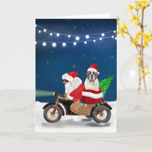 Sint-Bernardhond Kerstman  Kaart (Gele Bloem)