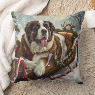 Sint-Bernardhond Kerstmis Festief Kussen