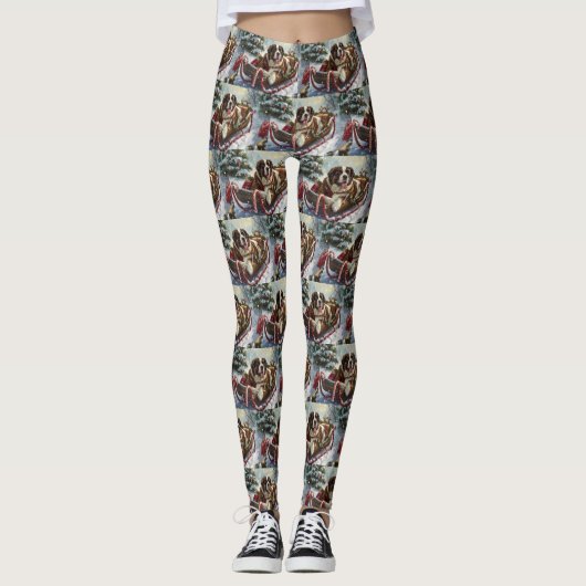 Sint-Bernardhond Kerstmis Festief Leggings (Voorkant)