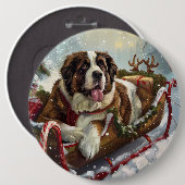 Sint-Bernardhond Kerstmis Festief Ronde Button 6,0 Cm (Voorkant /achterkant)