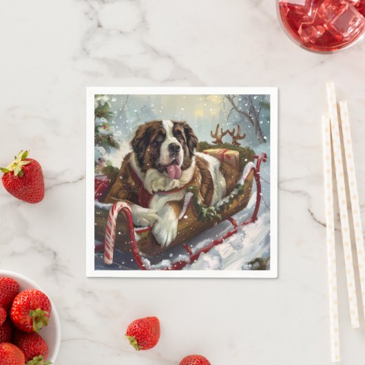 Sint-Bernardhond Kerstmis Festief Servet (Insitu)