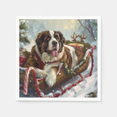 Sint-Bernardhond Kerstmis Festief Servet (Voorkant)
