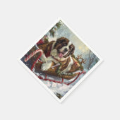 Sint-Bernardhond Kerstmis Festief Servet (Hoek)