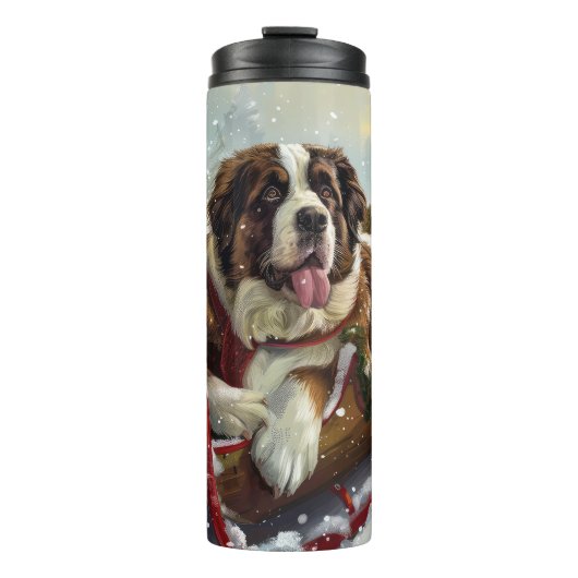 Sint-Bernardhond Kerstmis Festief Thermosbeker (Voorkant)