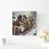 Sint-Bernardhond Kerstmis Festief Vierkante Klok (Huis)