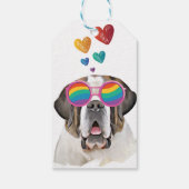 Sint-Bernardhond met Hartjes Valentijnsdag Cadeaulabel (Achterkant)