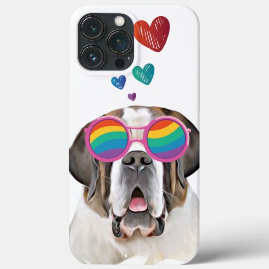 Sint-Bernardhond met Hartjes Valentijnsdag Case-Mate iPhone Case (Achterkant)