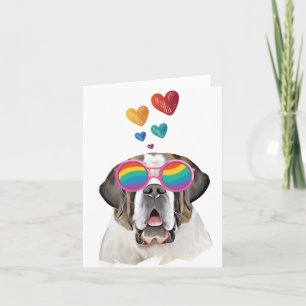 Sint-Bernardhond met Hartjes Valentijnsdag Kaart