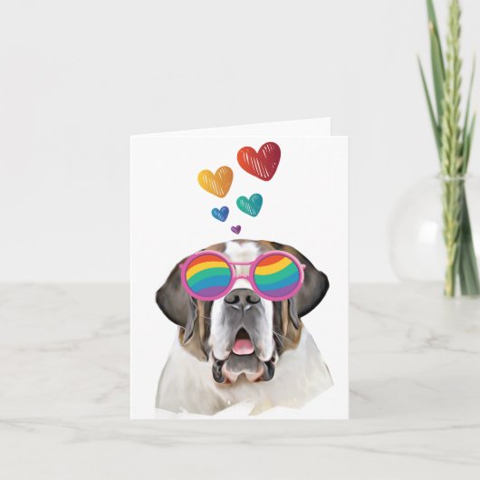 Sint-Bernardhond met Hartjes Valentijnsdag Kaart (Voorkant)