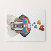Sint-Bernardhond met Hartjes Valentijnsdag Legpuzzel (Horizontaal)