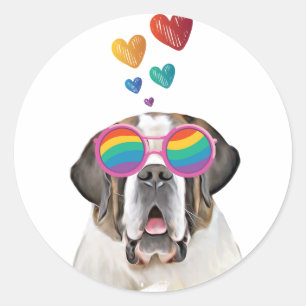 Sint-Bernardhond met Hartjes Valentijnsdag Ronde Sticker
