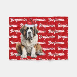 Sint Bernardhond met naam patroon Kerstmis Fleece Deken
