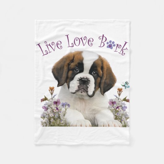 Sint-Bernardhond Moeder Bloemstuk Fleece Deken (Voorkant)