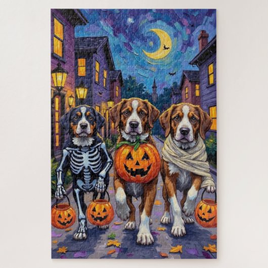 Sint-Bernardhonden in Halloween-kostuums Legpuzzel (Verticaal)
