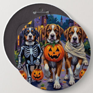 Sint-Bernardhonden in Halloween-kostuums Ronde Button 6,0 Cm