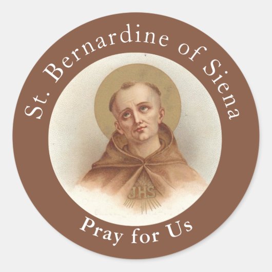 Sint-Bernardine van Siena, katholieke priester Ronde Sticker (Voorkant)