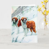 Sint Bernards op een sneeuwbergafbeelding Kaart (Gele Bloem)