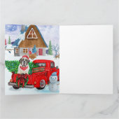 Sint-Bernardshond in kerstbezorgingswagen sneeuw Kaart (Binnen)