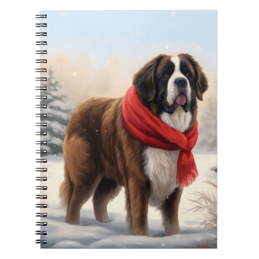 Sint-Bernardshond in Sneeuw Kerstmis Notitieboek (Voorkant)