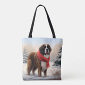 Sint-Bernardshond in Sneeuw Kerstmis Tote Bag (Achterkant)